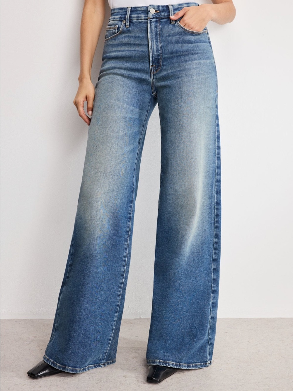 Good American Soft Tech Good Waist Palazzo 10/30 Jeans - Picture 7 of 9